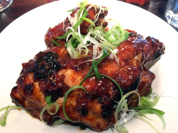 smoked chicken wings at bukowski grill soho