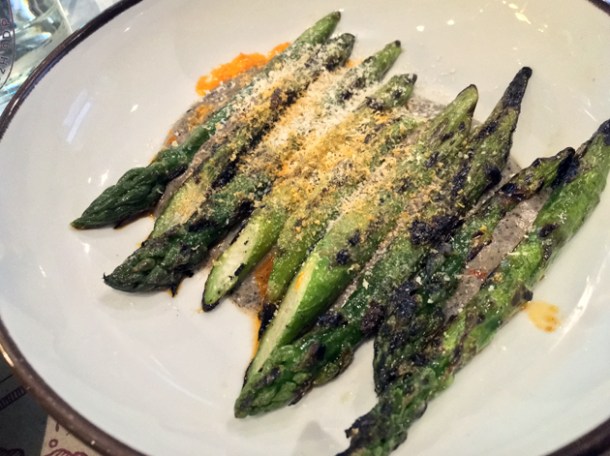 asparagus with black tahini at the barbary