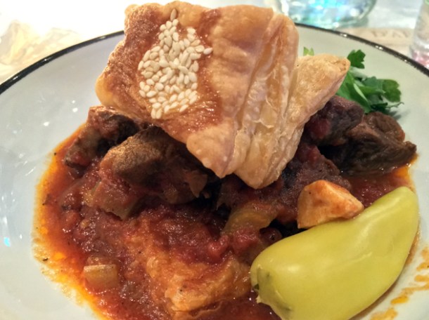 goat goulash boureka at the barbary