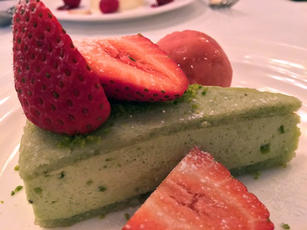 pistachio dacquoise at cafe monico