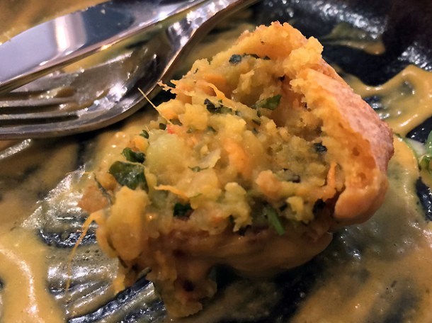 spiced sweet potato fritters at foley's london