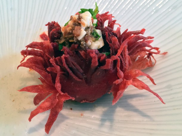 beetroot scallop puff
