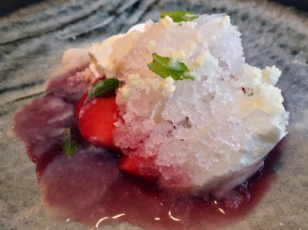 coconut mochi yoghurt and-strawberry dessert at a wong