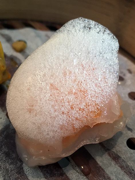hargau with yuzu foam at a wong