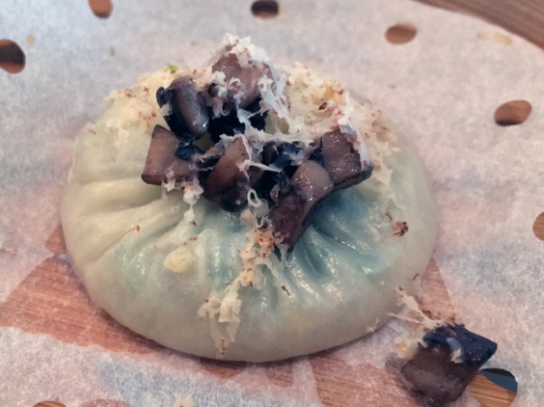 mushroom pork and truffle dumpling at a wong