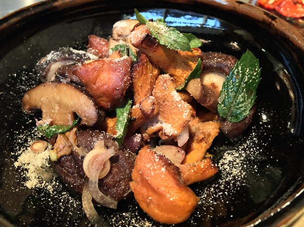 mushroom salad at kiln