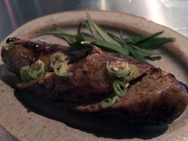 smoked turmeric sausage at kiln