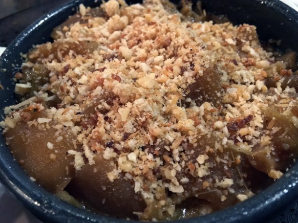 spiced apple and rhubarb custard with whiskey custard at cattle and co