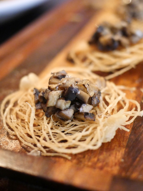 truffled deep fried noodles served with the beef at a wong