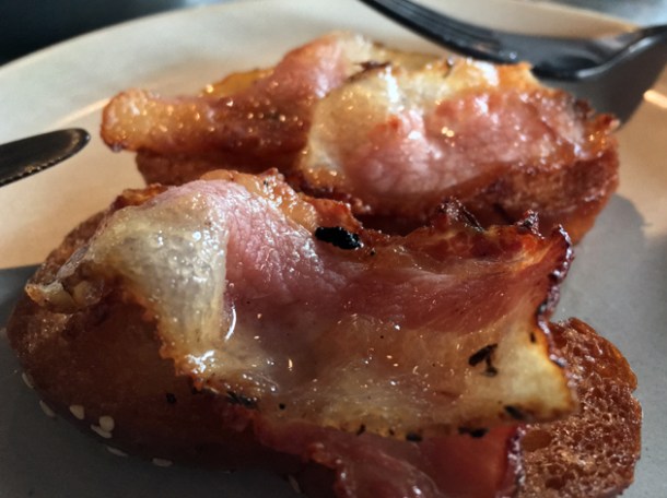 cured pig jowl on toast at smokestak