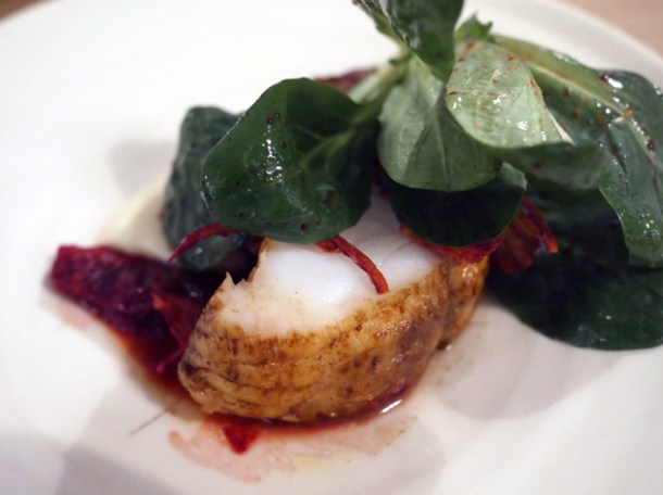 monkfish, monkfish liver and blood orange at lyle's