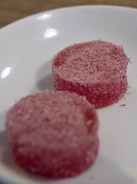 rhubarb pastilles petit fours at lyle's