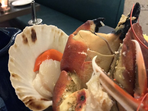 scallop and crab claw at rick stein barnes