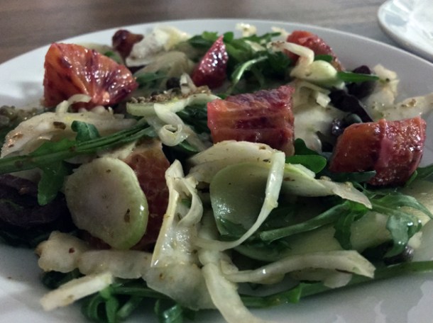 fennel and blood orange salad at sparrow