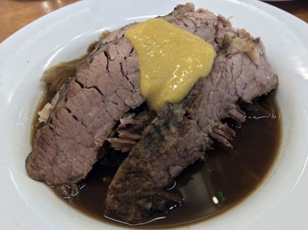 braised beef brisket at monty's deli