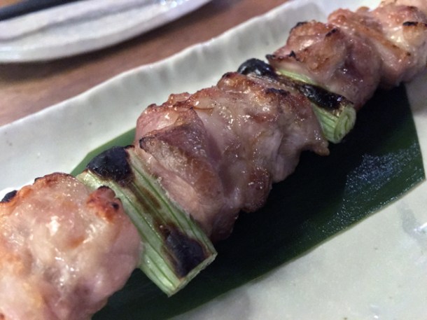 chicken and spring onion yakitori at shoryu kingly court