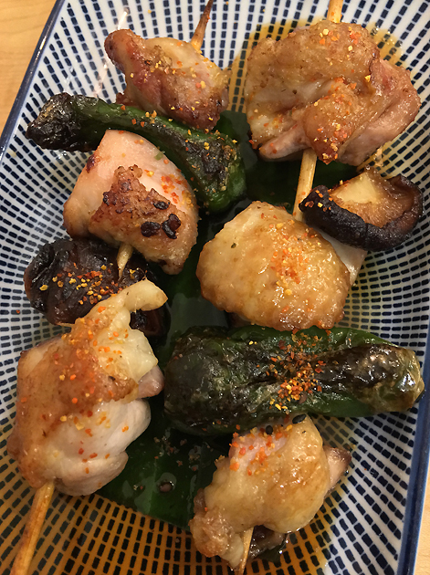 chicken yakitori at machiya
