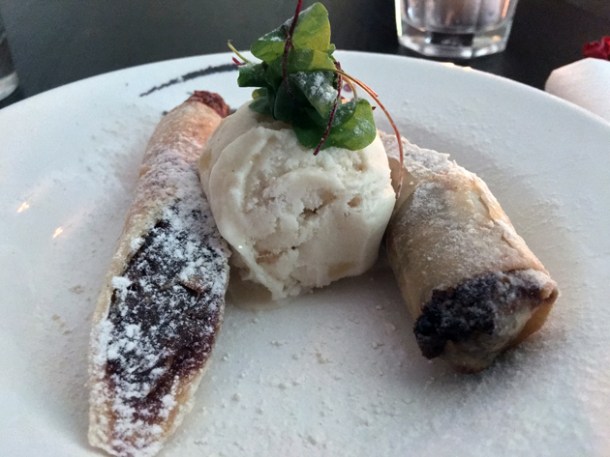 date pancakes with ginger ice cream at madame d