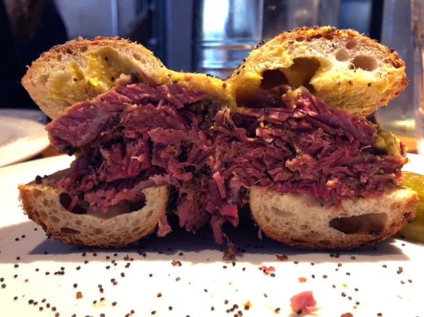 pastrami bagel at monty's deli