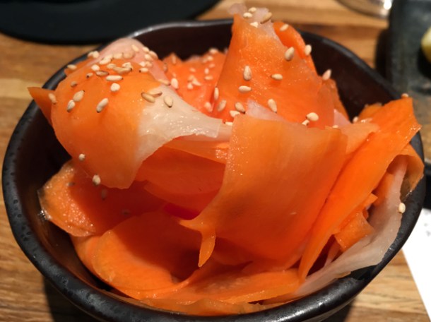 pickled carrots and daikon at tonkotsu bankside
