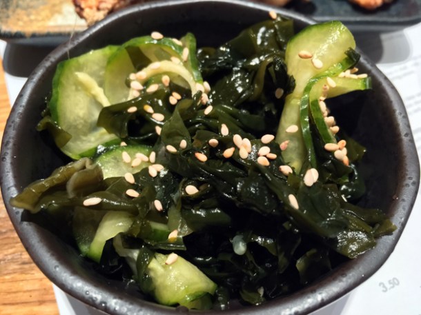 pickled cucumbers and wakame at tonkotsu bankside