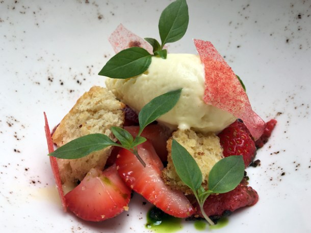 strawberry panzanella at magpie