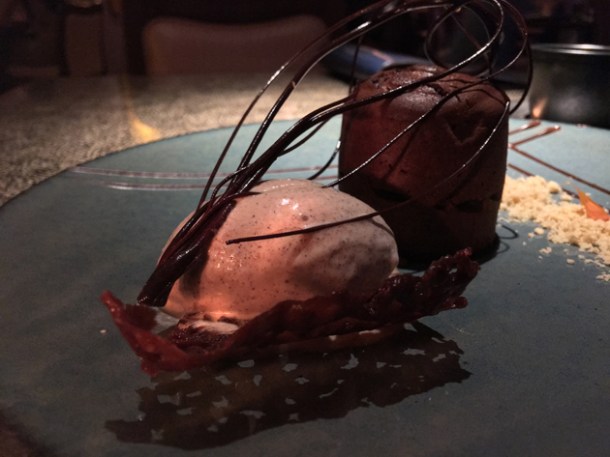 cacao and corn cake with cinnamon ice cream at ella canta