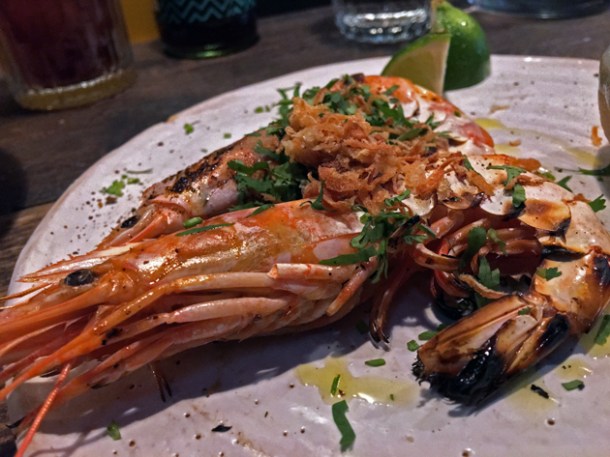 prawns at breddos tacos soho