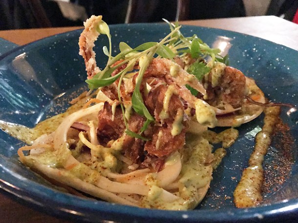 soft shell crab tacos at santo remedio london bridge
