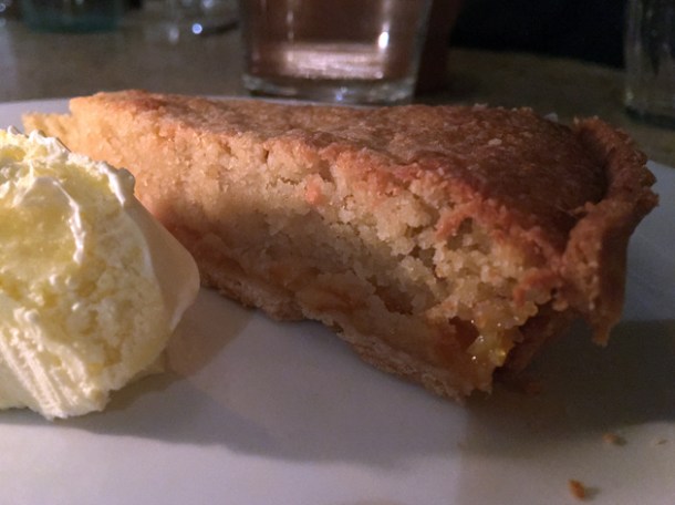 almond and quince tart with clotted cream at little duck picklery