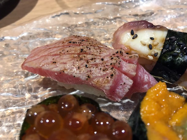 chutoro tuna nigiri at sushi atelier