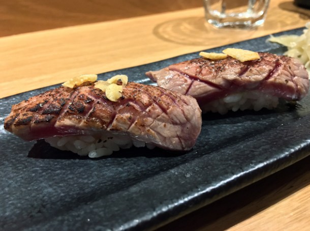wagyu nigiri rolls special at sushi atelier