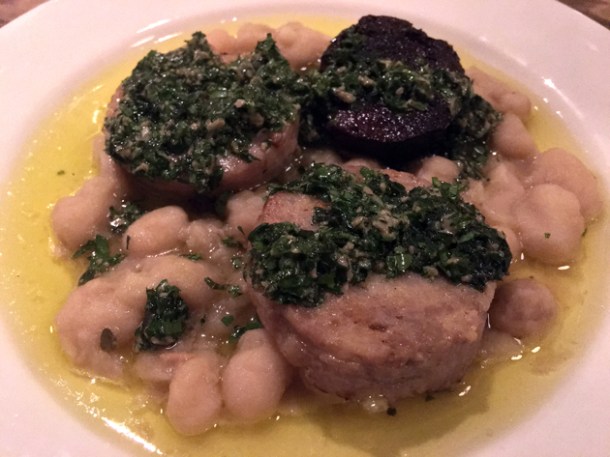 rabbit, black pudding and beans at brat