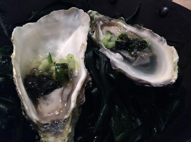 roasted oysters with seaweed at brat