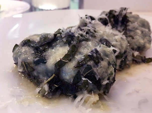 ricotta and herb gnudi at lina stores restaurant