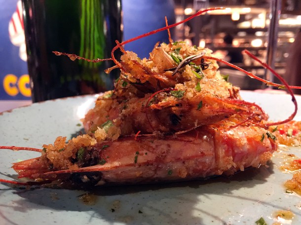 red prawn crumble at temper covent garden