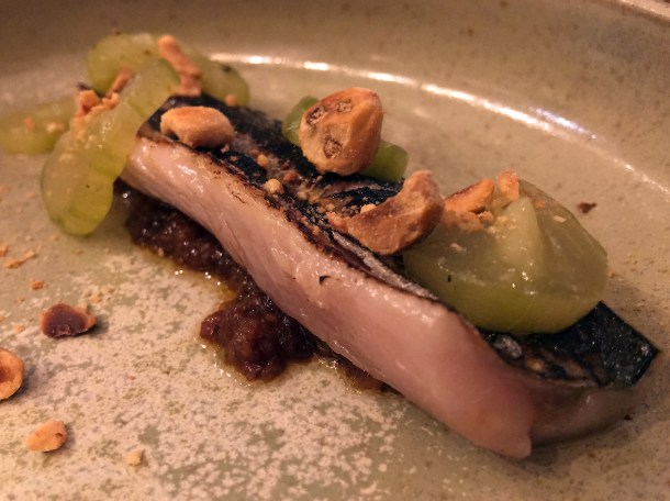mackerel with pickles and almonds at 1251 islington