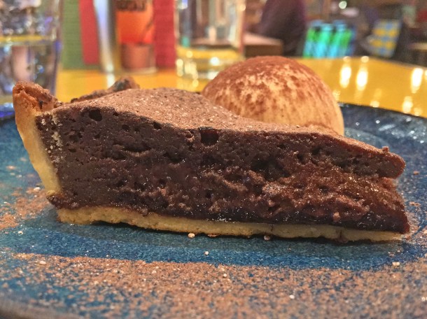chocolate mole tart with salted caramel ice cream at casa pastor