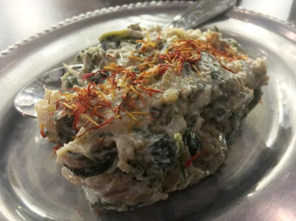 greek yoghurt with spinach and garlic at berenjak