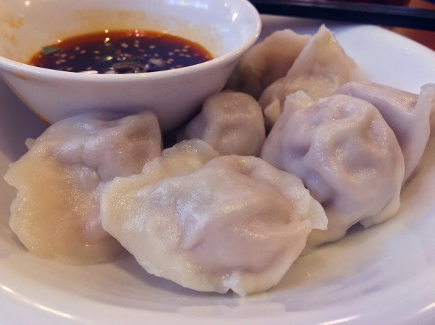 steamed pork and vegetable dumplings at master wei