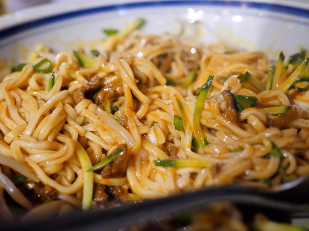 illustrative photo of the hand pulled noodles with lamb at Master Wei outdoors