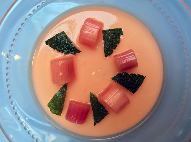 illustrative photo of the rhubarb and mint panna cotta at Myrtle