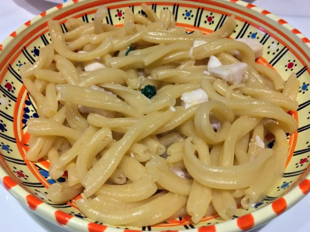 illustrative photo of the troife with sea bass and lemon at Pescheria Assunta