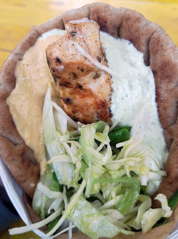 illustrative photo of the Chicken souvlaki from Kalimera at Mercato Metropolitano