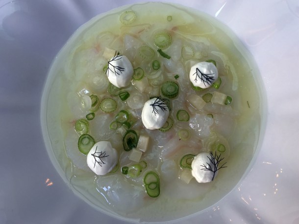 illustrative photo of the cured monkfish at Siren at The Goring Hotel