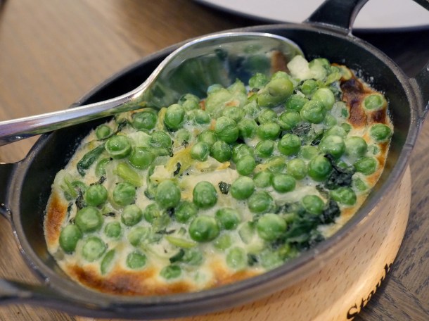 illustrative photo of the fricassee of peas, broad beans and lettuce at Wild Honey St James