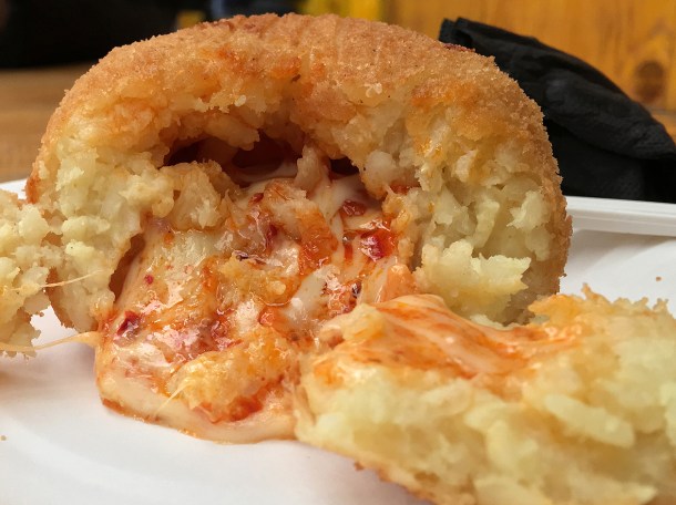 illustrative photo of the nduja and mozzarella arancini from Little Sicily at Mercato Metropolitano
