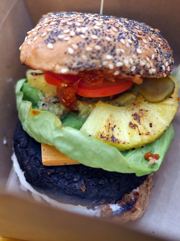 illustrative photo of the vegan burger from Love Shack at Mercato Metropolitano