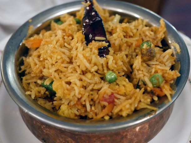 illustrative photo of the vegetarian biryiani at Danfe