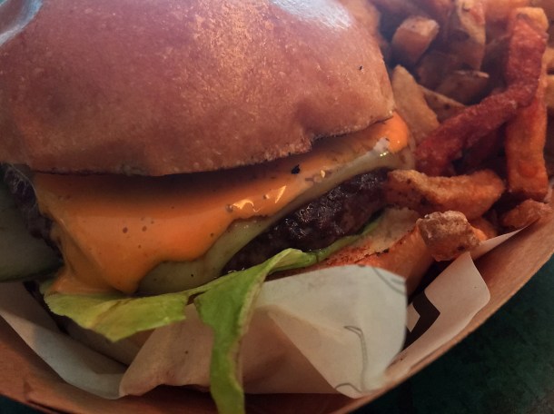 illustrative photo of the Spanglish burger from Edu at Flat Iron Square